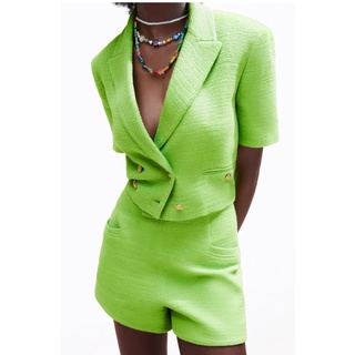 [Kèm ảnh thật] Sét váy dạ xanh lá ZARA