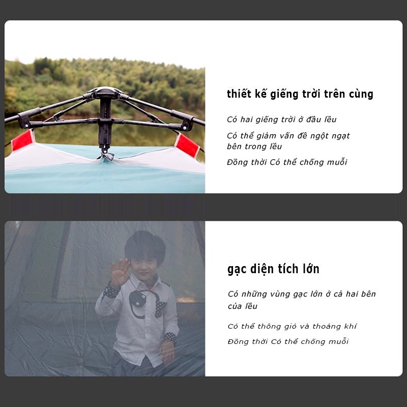 Lều cắm trại tự bung có mái che du lịch dã ngoại thoáng mát chống nước cách nhiệt dành cho 2 - 4 người haochi