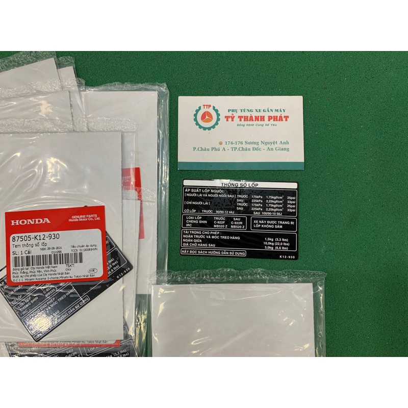 Tem thông số lốp Lead 125 đời 2015