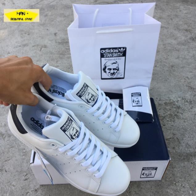 Sales (FULL BOX) Giày thể thao STAN SMITH trắng gót xanh than ✔️ 2020 💎 [ Real ] . *