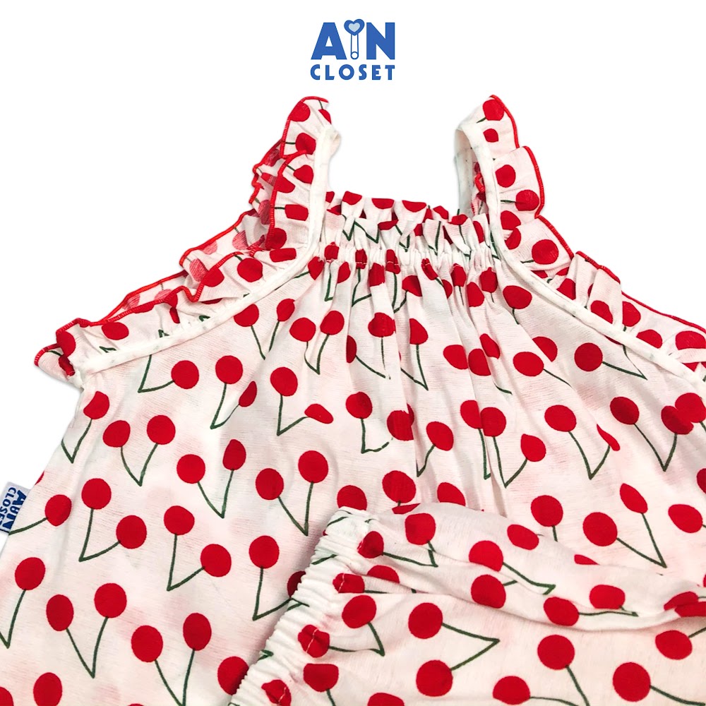 Bộ quần áo ngắn bé gái họa tiết Dây Cherry đỏ tơ - AICDBGZUJXU4 - AIN Closet