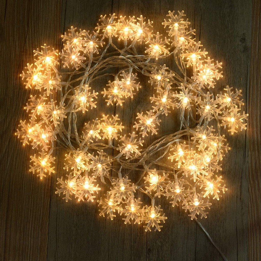 (CHẠY PIN) DÀI 3 MÉT 20 BÓNG ĐÈN LED BÔNG TUYẾT TRANG TRÍ TIỆC NOEL LỄ TẾT- LED Christmas Snowflake String Lights