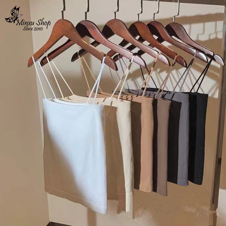 Áo bra 2 dây không gọng chất vải gân tăm có đệm ngực co giản tốt, vải đanh mềm mịn Minxu Shop mã BR1808