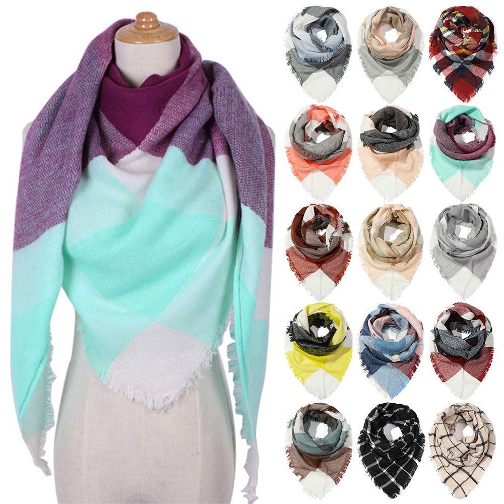 Khăn Choàng Cổ Bằng Pashmina Cashmere Họa Tiết Tam Giác Giữ Ấm Cho Nữ