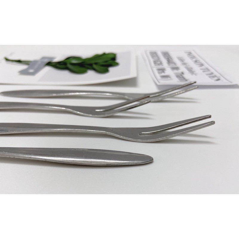 Nĩa Ăn Trái Cây Cán Ngắn 2 chia BỘ 5 CÂY | Hàng INOX 304 không gỉ