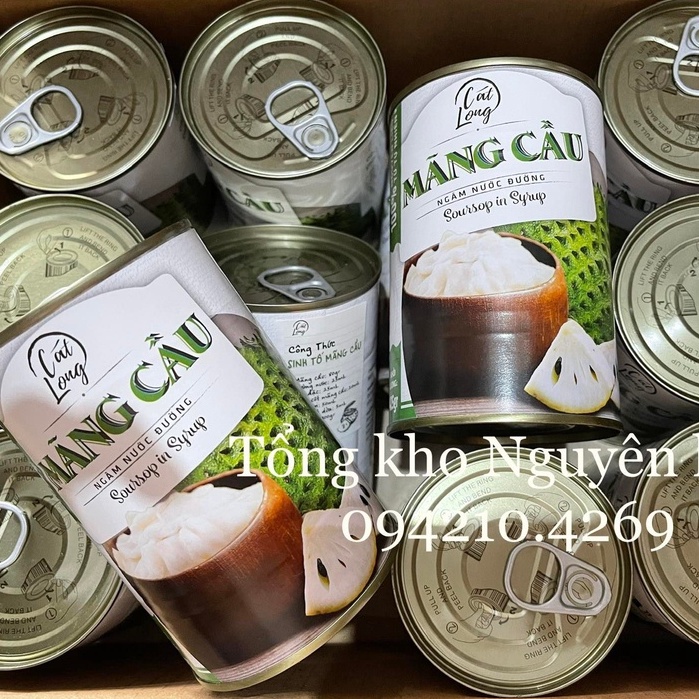 Mãng Cầu Tươi Đóng Lon/Mãng Cầu Ngâm Nước Đường CÁT LONG hộp 425g