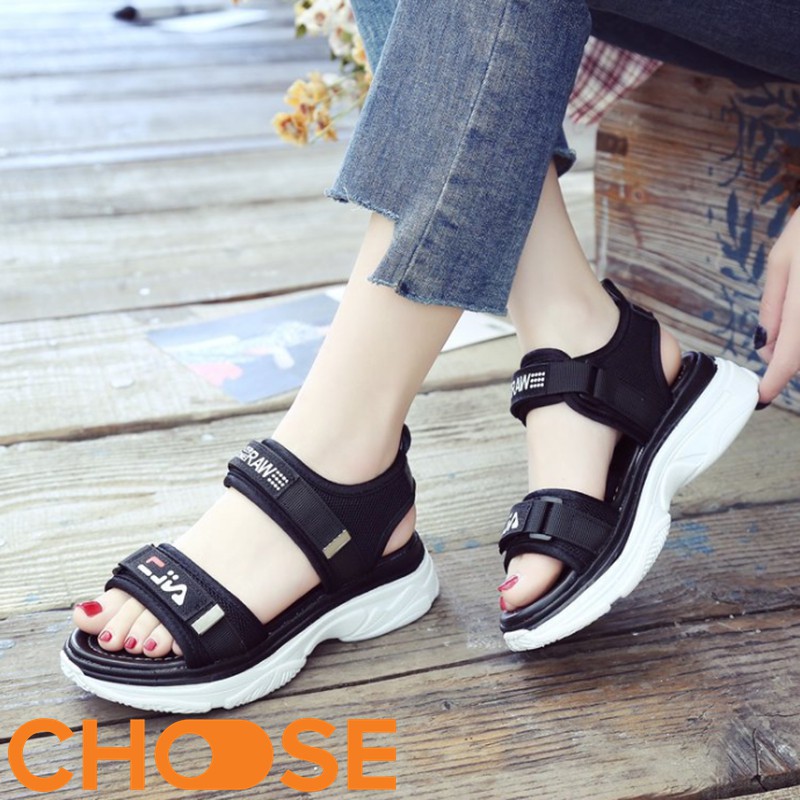 Giày Nữ Sandal hàn quốc Choose Dáng Thể Thao Quai Ngang Dán Tăng Chiều Cao Đế Cao Su⚡G15K4