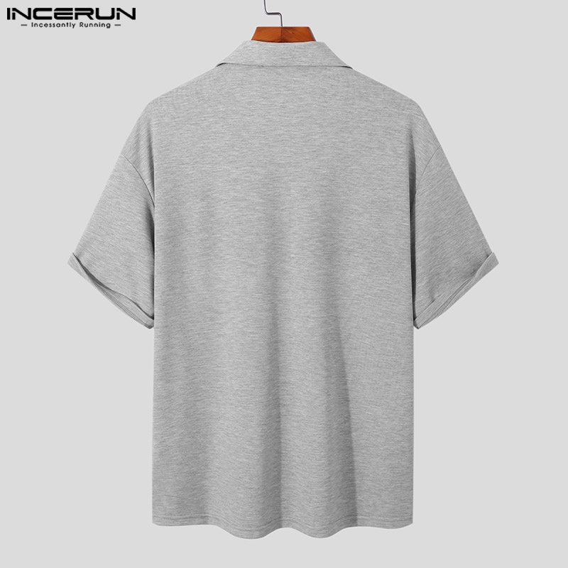 Áo thun polo INCERUN tay ngắn màu sắc tinh khiết thời trang mùa hè cho nam