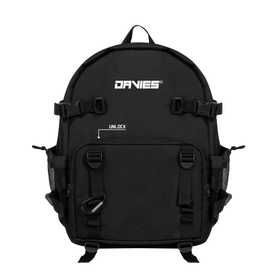 Balo đi học nam nữ màu đen Canvas Tactical Backpack local brand Davies