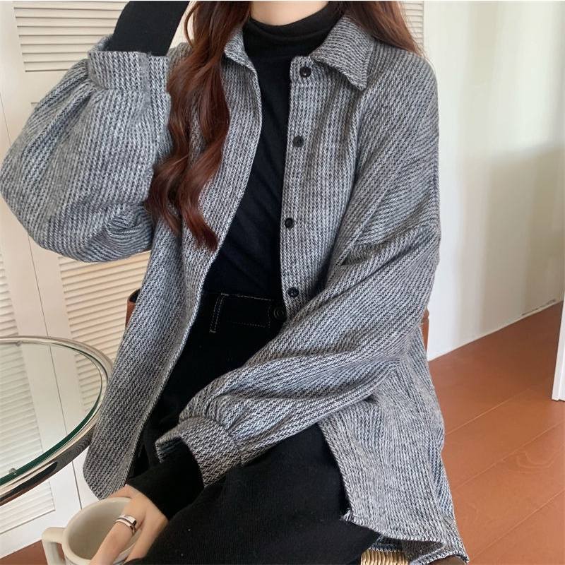 Áo Sơ Mi Dày Dáng Rộng Phong Cách Cổ Điển Thời Trang Mới Cho Nữ