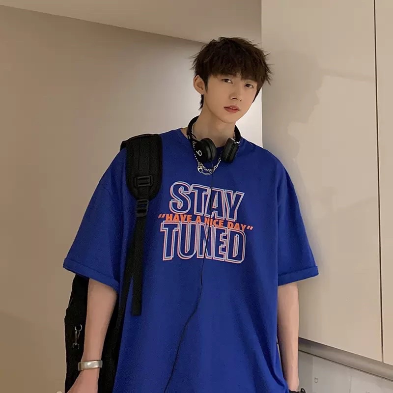 Áo thun phông nam nữ PINK tay lỡ form rộng STAY TUNED Unisex