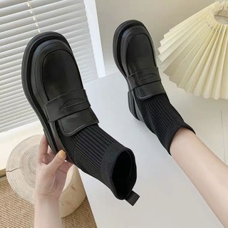 Bốt da nữ cổ chun trẻ trung phong cách vintage tiểu thư học sinh