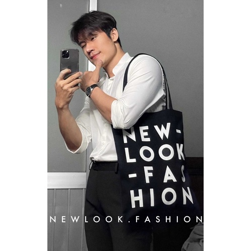 ★ TÚI TOTE ĐEO VAI NAM NỮ VẢI BỐ CANVAS ĐEN TRƠN FORM CHỮ NHẬT ĐỨNG NEWLOOK.FASHION ( 43 x 34cm )