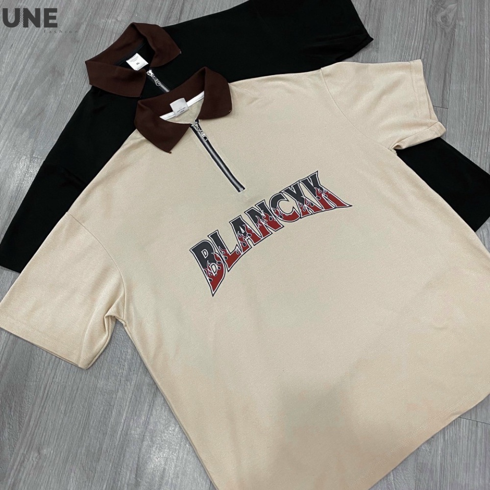 ÁO THUN POLO NAM NỮ FORM RỘNG TAY LỠ KIỂU HÀN, ÁO PHÔNG CÓ CỔ KHOÁ KÉO BLANCXK