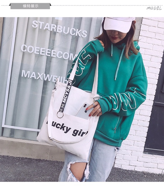 Túi tote/túi vải- lucky girl- vừa A4