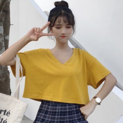 Áo croptop cổ tim nhiều màu HARIQUEEN