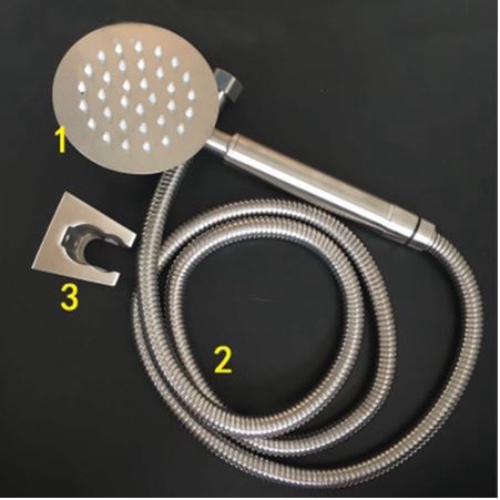 Bộ củ sen hợp kim một đường nước lạnh và tay sen tắm INOX tròn mỏng an toàn, dễ sử dụng,bộ TS+dây+cài - QM.CS02.TS022B3