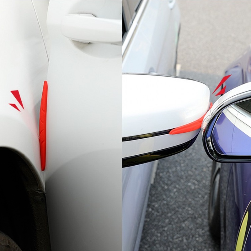 [4Pcs Set Scratch Protector Door Edge Guards][Auto Rearview Mirror Anti-collision Self Adhesive Car Stickers]