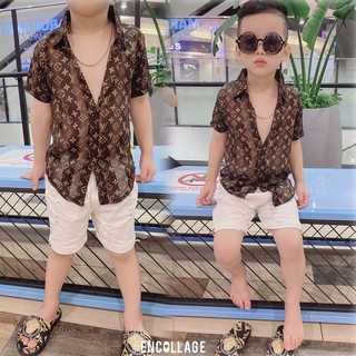 (20-30kg) áo sơ mi lụa siêu hót cho bé trai 2021