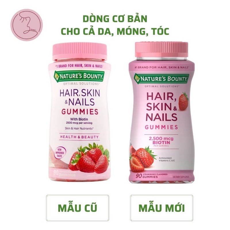 Kẹo dẻo mọc tóc Nature's Bounty hair skin nails gummies kẹo dẻo biotin tóc móng da