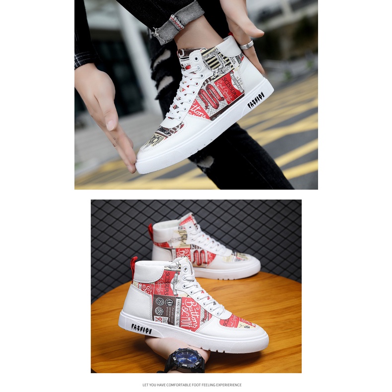 Giày cao cấp của nam giới da thường là giày thể thao sinh viên bốn mùa giải giày chạy màu trắng nhỏ