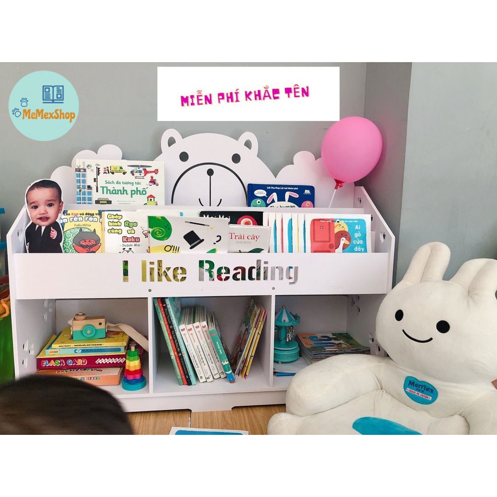 Kệ sách gấu 1 tầng ngăn chứa đồ cho bé PVC Formex