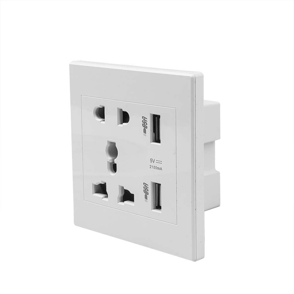 Ổ cắm điện gắn tường 2 cổng USB đa năng chất lượng cao