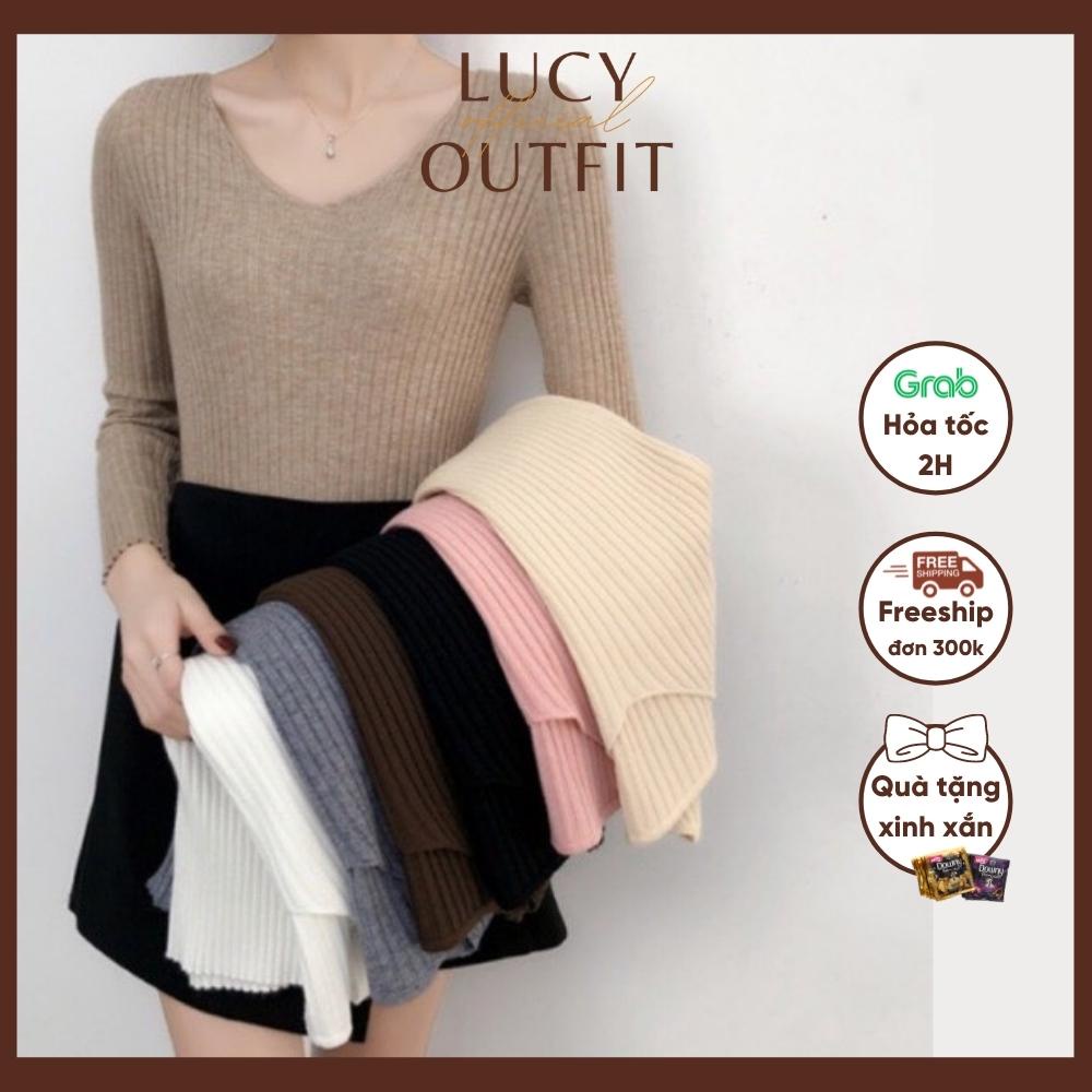Áo len tăm cổ tim dài tay Lucy Outfit thiết kế