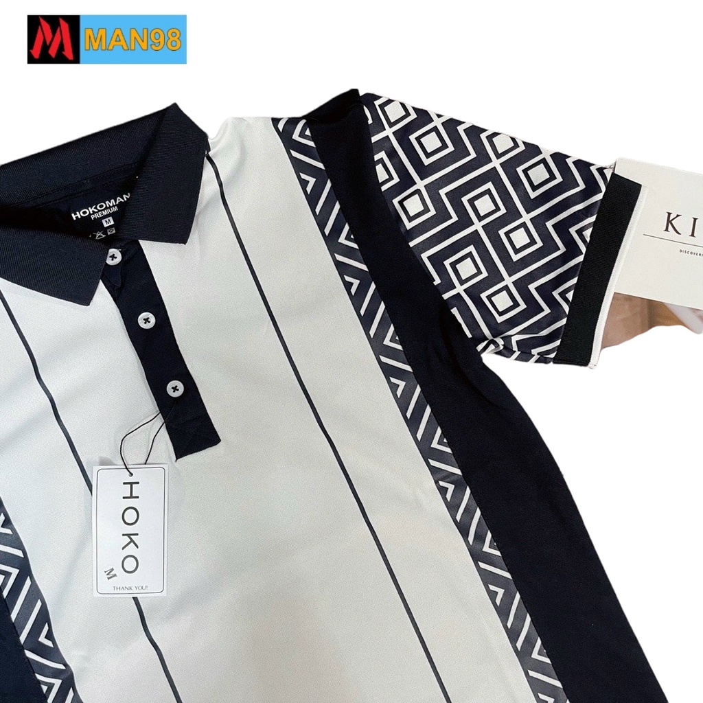 Áo polo nam có cổ 5D phối hoa văn cánh tay cao cấp PL17