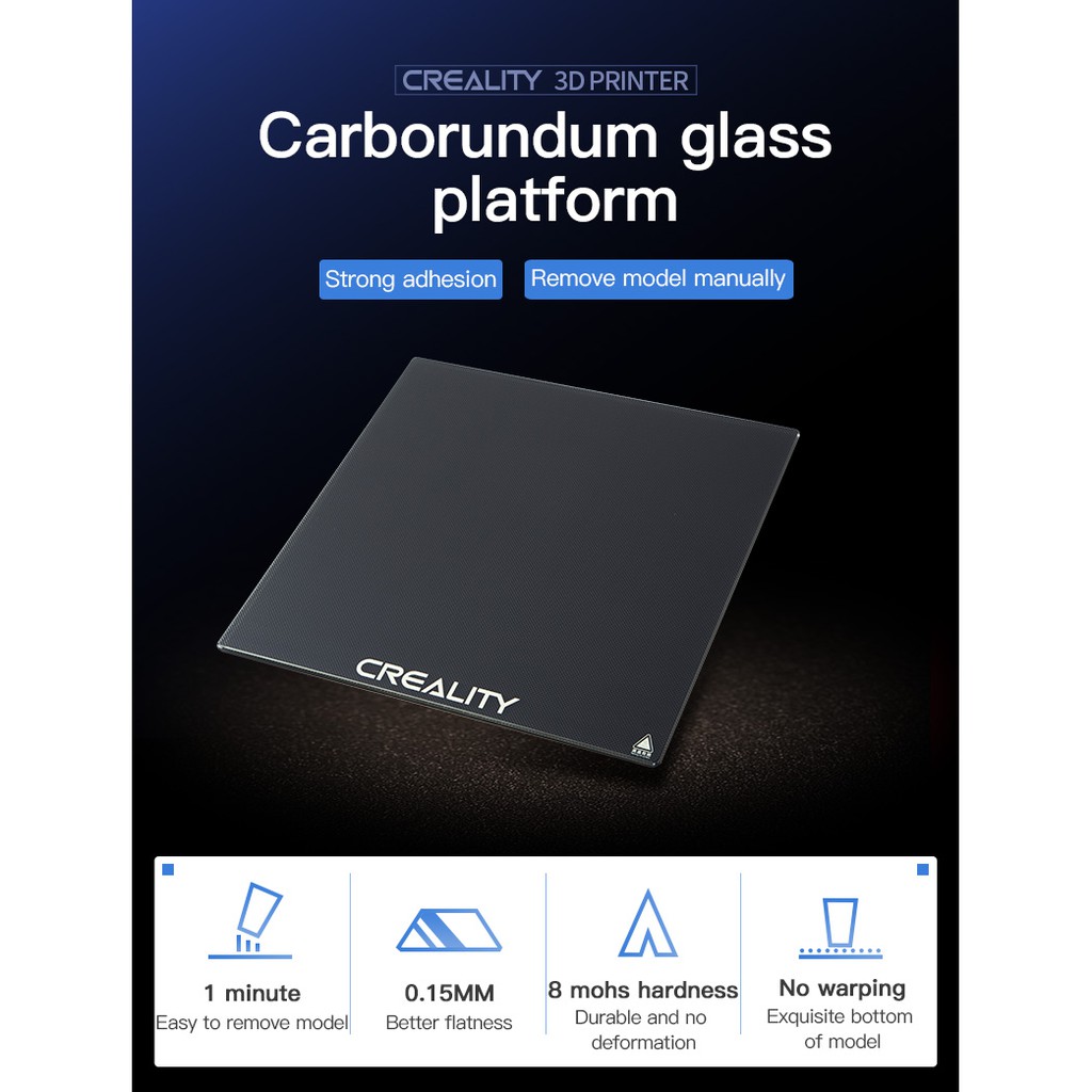 Tấm kính nền tinh thể Carbon Silicon Crystal Platform Glass Plate 235*235*4mm cho máy Ender 3-Ender 3 Pro-Ender 3 V2...