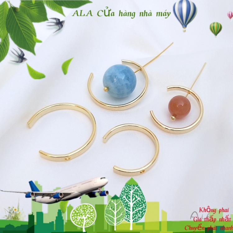 💖Đồ trang sức DIY💖Vòng mạ vàng 14K hình chữ C dùng làm dây chuyền bông tai