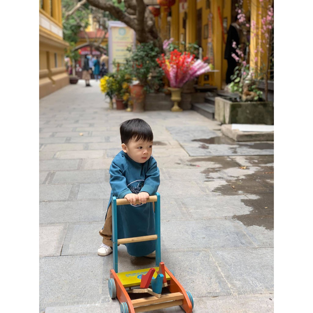 Đồ Chơi Trẻ Em Tamankids- Xe Tập Đi Bằng Gỗ Cho Bé Có Vòng Cao Su Chắc Chắn Chống Trượt An Toàn Cho Bé Yêu