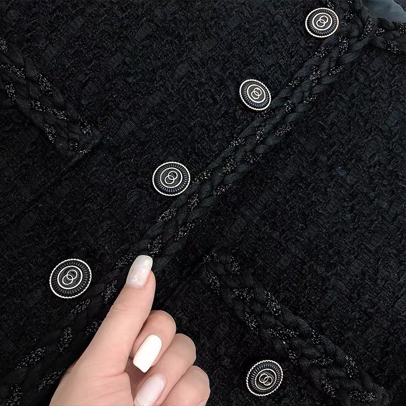 Áo Dạ Tweed Croptop Ngắn Nữ Sang Chảnh Tiểu Thư Khoác Ngoài Có Độn Vai Mùa Thu Đông 2 Lớp Hàn Quốc Chali AD005