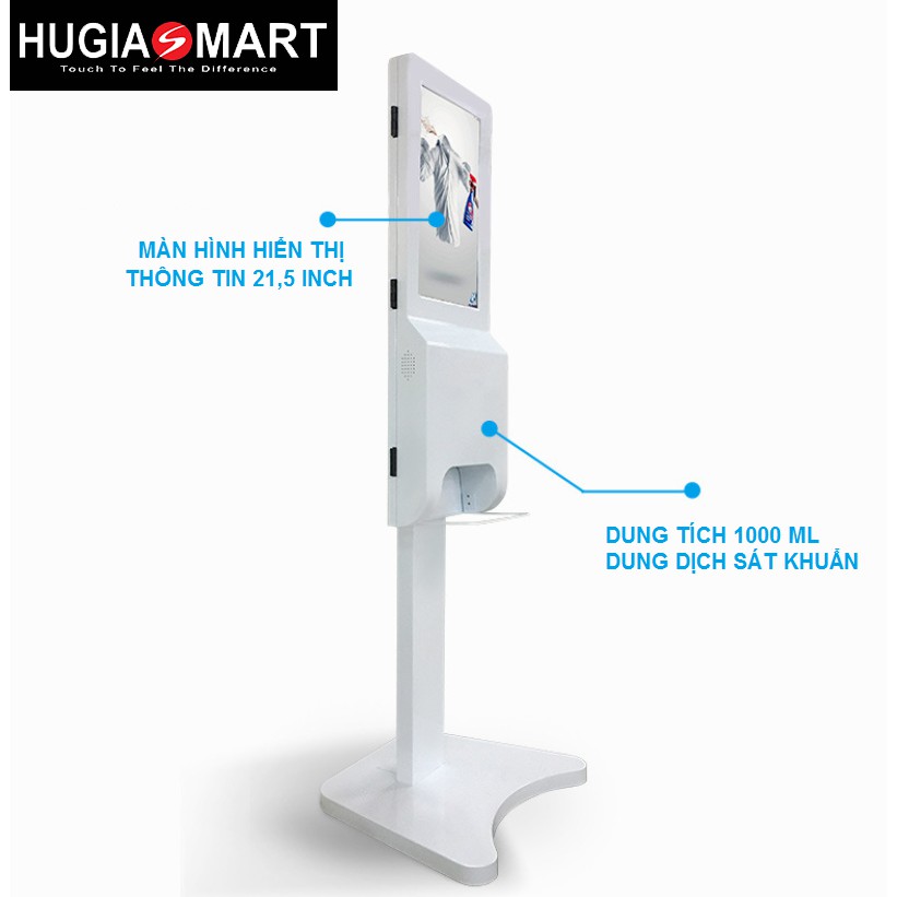 Máy sát khuẩn tự động ,máy đo thân nhiệt tích hợp màn hình quảng cáo ,tra cứu thông tin Hugiasmart Model MH215TC