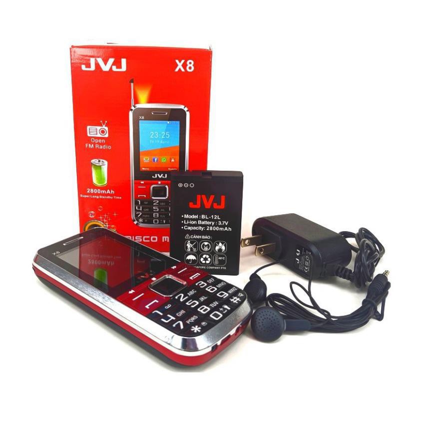 Điện thoại cho người già - Người cao tuổi - JVJ X8 bàn phím to, pin siêu khủng, nghe FM - chính hãng