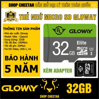 Thẻ nhớ Gloway 32GB – Elite MicroSD – CHÍNH HÃNG – Bảo hành 5 năm – Kèm Adapter