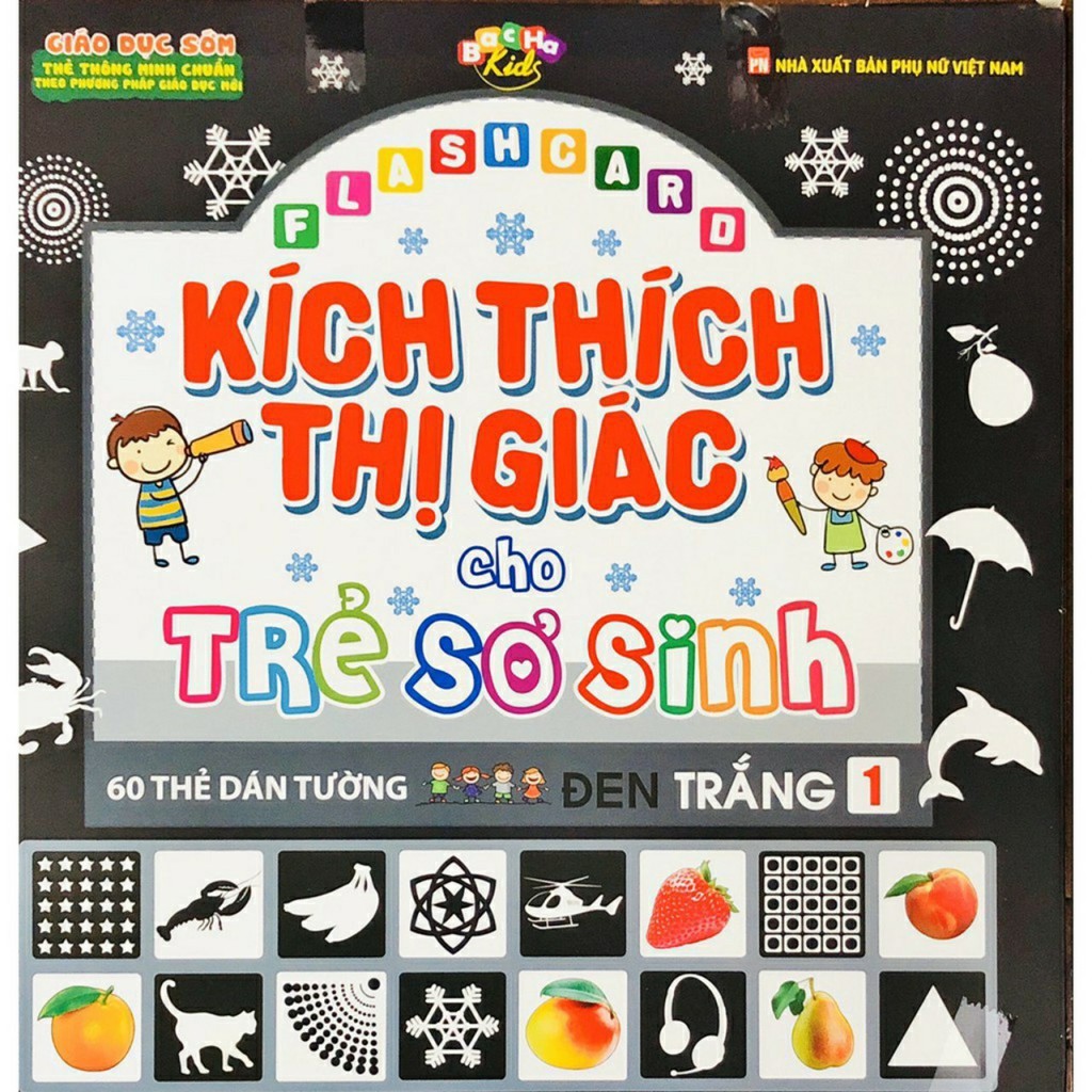 Thẻ kích thích thị giác cho trẻ sơ sinh loại Dán tường cho bé từ 0-12 tháng_Dâu Tây Baby Shop