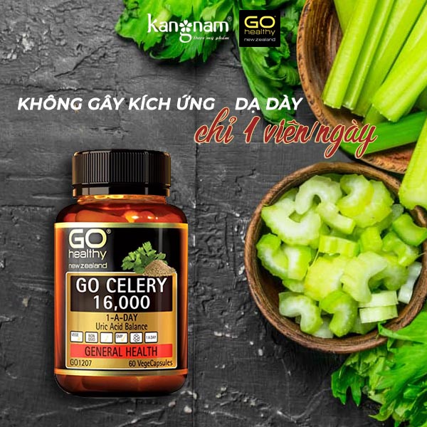 Viên Hỗ Trợ Giảm Triệu Chứng Do Gout Go Healthy Celery 16,000 Uric Acid Balance Hộp 60 viên