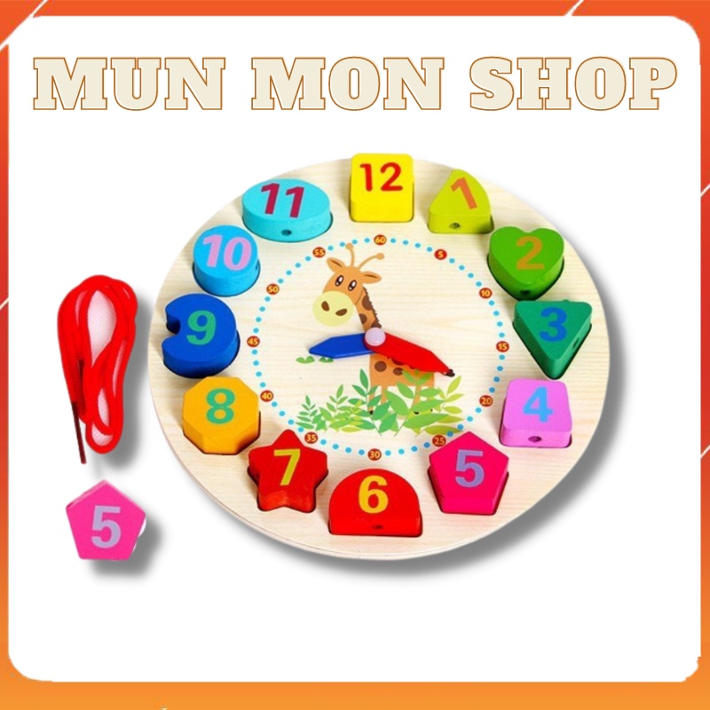 Đồng Hồ Gỗ Xâu Hạt  Giúp Bé Xem Giờ Và Luyện Tay
