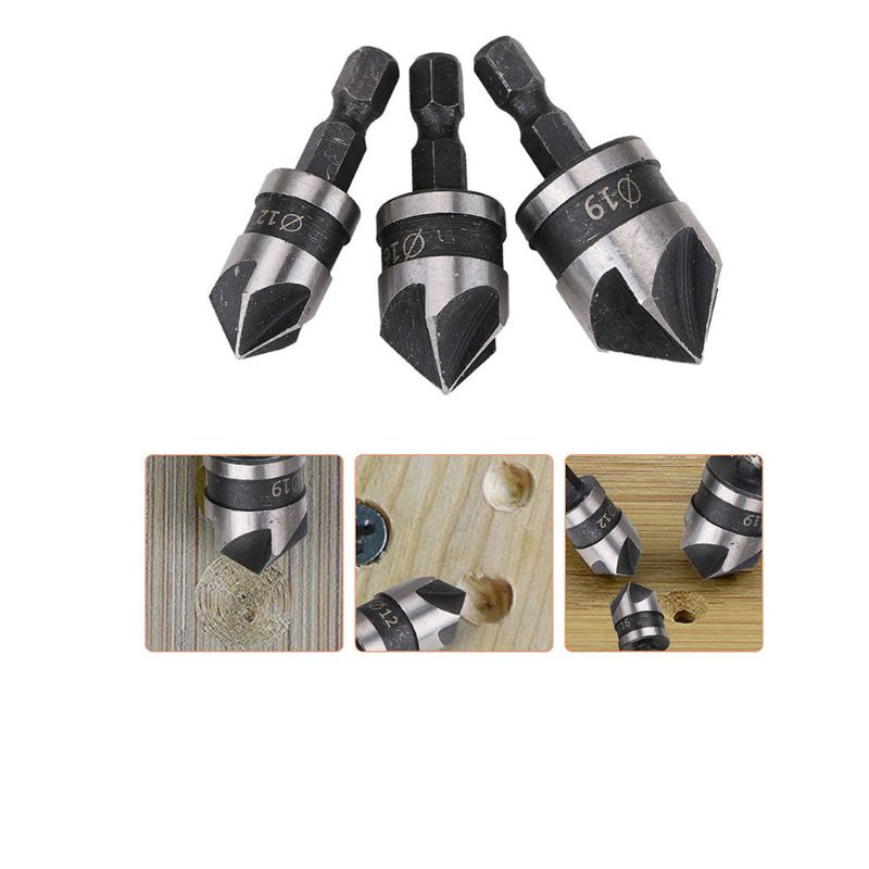 Bộ 3 Mũi Khoan Lục Giác 90 Độ 1 / 4 5 12mm 16mm 19mm Chuyên Dụng