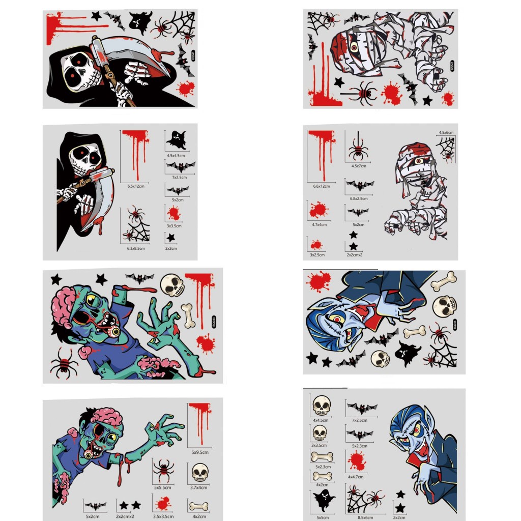 Đề Can Dán Tường / Cửa Sổ Trang Trí Halloween Kinh Dị