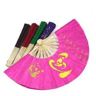 Quạt màu hè -  Quạt vải viết chữ thư pháp cực đẹp (giao màu ngẫu nhiên)