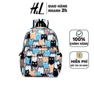 Balo Đi Học Thời Trang Vintage Họa Tiết Mèo Cam, Có Ngăn Chống Sốc Laptop, Chất Liệu Chống Thấm Nước, Chống Ẩm Mốc