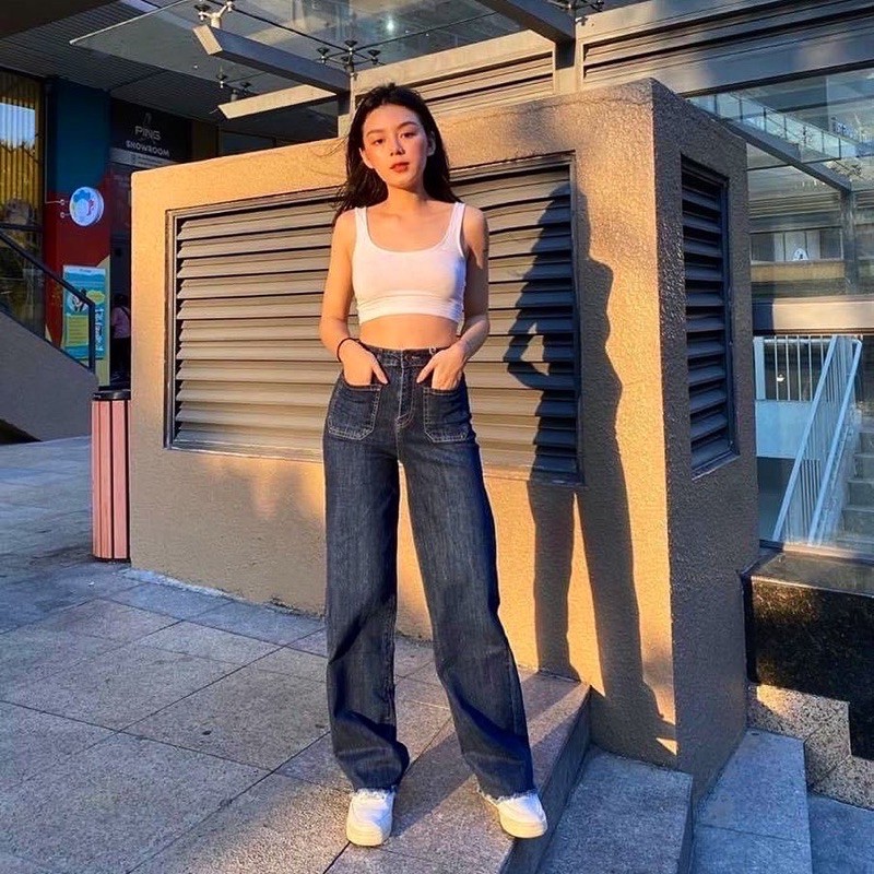 Quần culottes lai cắt túi trước dáng dài