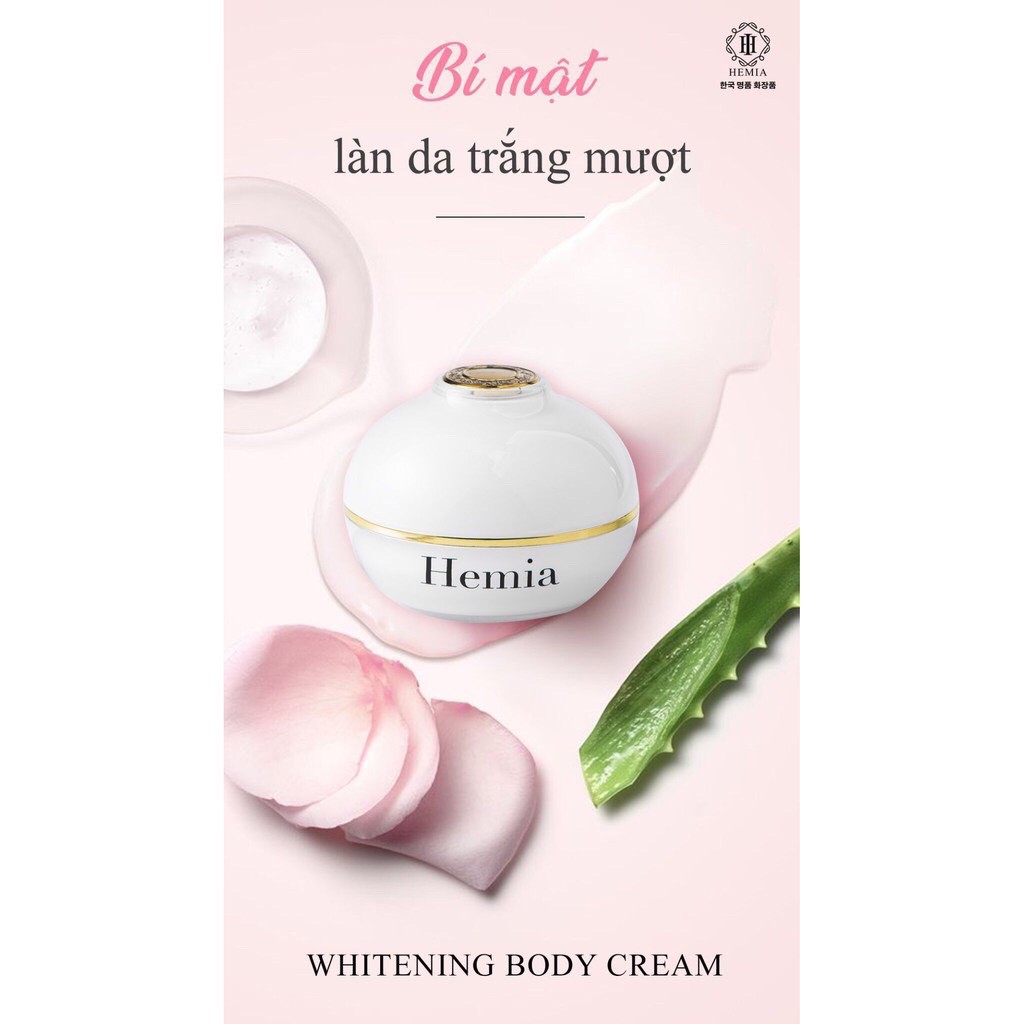 Kem dưỡng toàn thân Hemia Whitening Body Cream 150g dưỡng trắng, cấp ẩm, chống nắng, make up da
