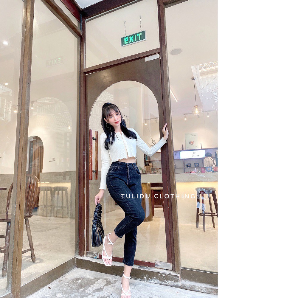 Quần Jean Nữ Dáng Baggy Cạp Lưng Cao Đen Trơn  Hàng Cao Cấp  Quần Bò Nữ 2 Cúc Co Giãn 4 Chiều ẢNH THẬT 920.19