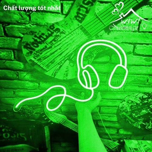 Đèn led neon hình tai nghe | 28x25 cm | Đèn led neon theo yêu cầu trang trí decor quà tặng cực chất