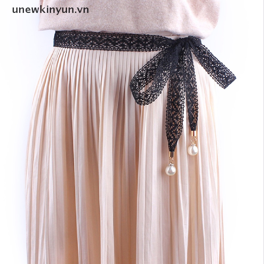 Thắt Lưng Dây Phối Ren Và Ngọc Trai Thời Trang Cho Nữ