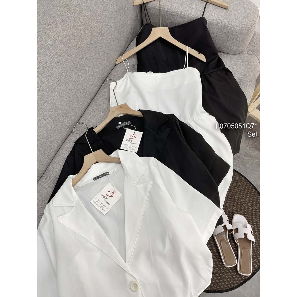 Bộ Jumpsuit Nữ Quần Cộc Áo Vest Đũi 🦋 Set Trang Phục Nữ Quần Ngắn Áo Quây Kèm Áo Khoác Ngoài 2 Màu 🦋