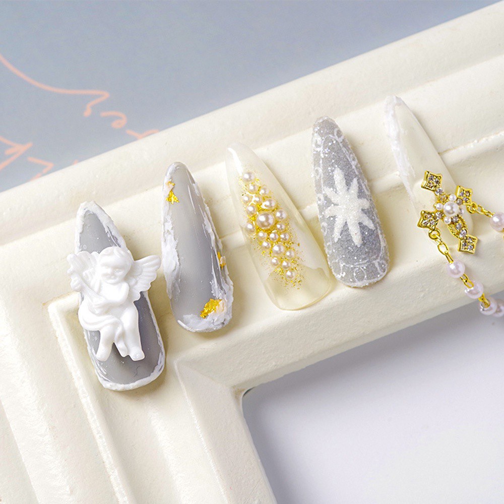 [Hàng mới về] Set 30 phụ kiện trang trí móng tay 3d hình thiên thần hoạt hình bằng nhựa resin với 4 màu tùy chọn